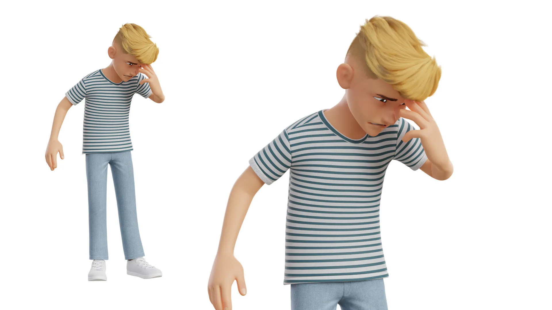 Cartoon White Teen Boy render 5